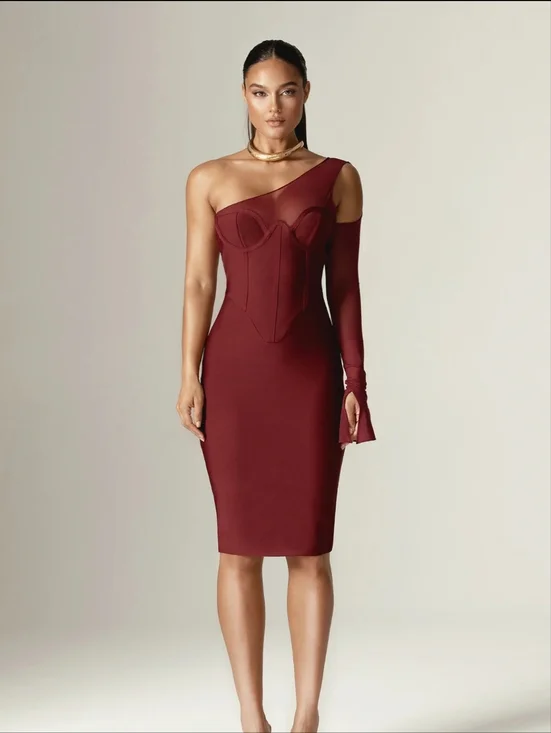 NWT ALIEVA NAOMI MESH BANDAGE MIDI DRESS - Picture 1 of 5